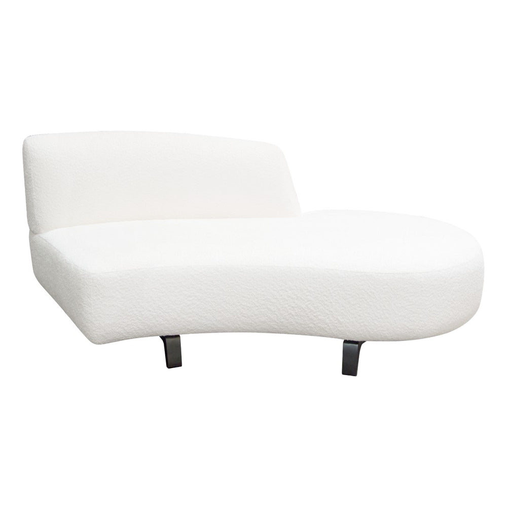 Diamond Sofa Vesper Curved Armless Right Chaise In Chic White Faux Shearling With Elegant Black Wood Legs White Fabric Vesperrcwh