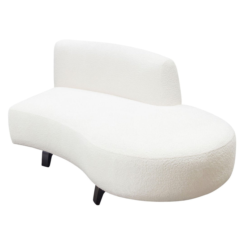 Diamond Sofa Vesper Curved Armless Right Chaise In Chic White Faux Shearling With Elegant Black Wood Legs White Fabric Vesperrcwh