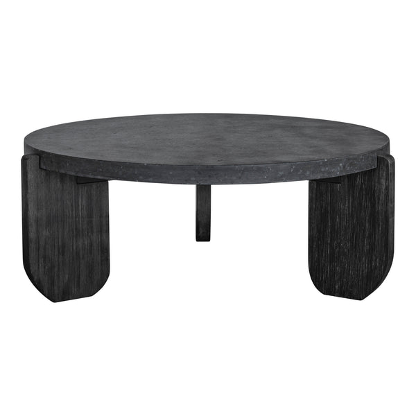 Moe's Home Wunder Coffee Table – Monolithic Concrete Design With Solid Acacia Legs For Modern Living Spaces Black Concrete Top,Acacia Leg Vh-1016-02