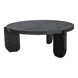 Moe's Home Wunder Coffee Table – Monolithic Concrete Design With Solid Acacia Legs For Modern Living Spaces Black Concrete Top,Acacia Leg Vh-1016-02
