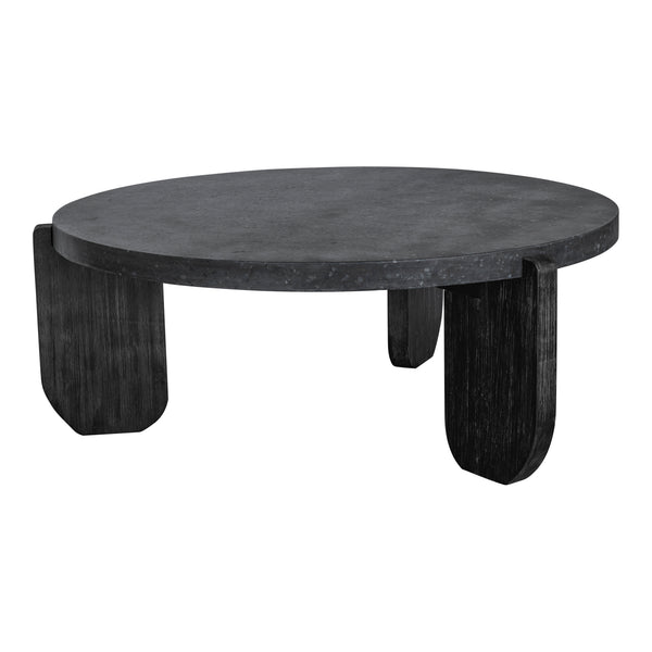 Moe's Home Wunder Coffee Table – Monolithic Concrete Design With Solid Acacia Legs For Modern Living Spaces Black Concrete Top,Acacia Leg Vh-1016-02