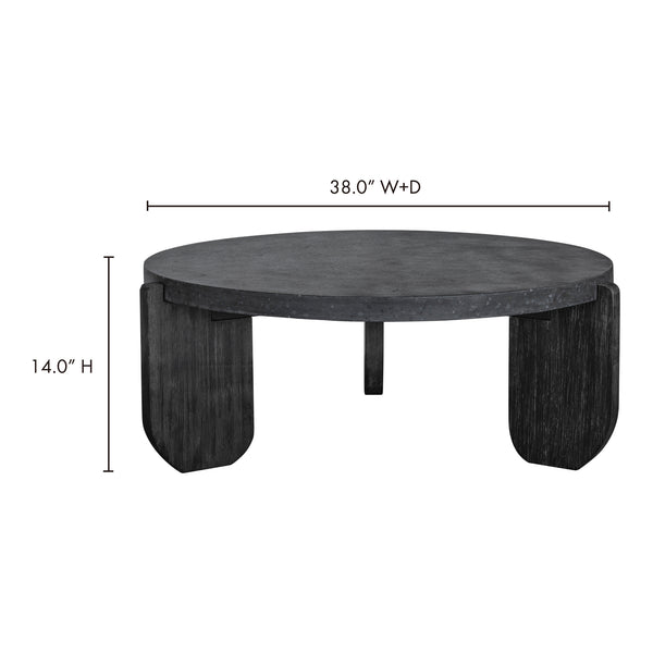 Moe's Home Wunder Coffee Table – Monolithic Concrete Design With Solid Acacia Legs For Modern Living Spaces Black Concrete Top,Acacia Leg Vh-1016-02