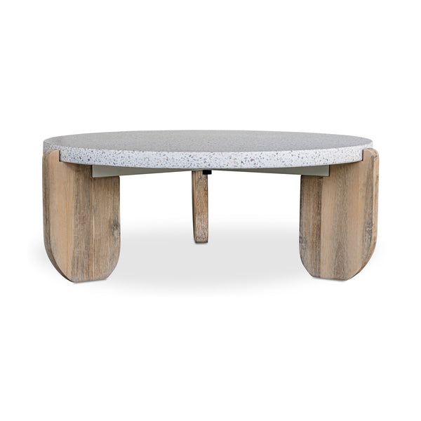 Moe's Home Wunder Coffee Table: Elegant Terrazzo Top With Solid Acacia Legs For Chic Living Room Style White White Terrazzo Top Vh-1016-18