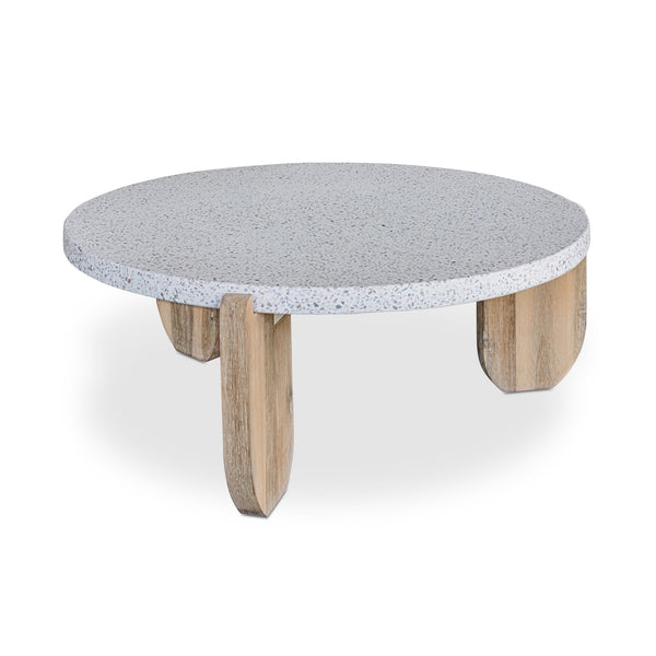 Moe's Home Wunder Coffee Table: Elegant Terrazzo Top With Solid Acacia Legs For Chic Living Room Style White White Terrazzo Top Vh-1016-18