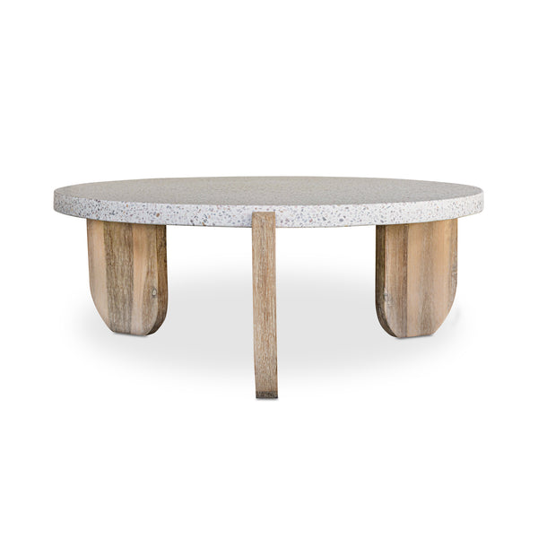 Moe's Home Wunder Coffee Table: Elegant Terrazzo Top With Solid Acacia Legs For Chic Living Room Style White White Terrazzo Top Vh-1016-18