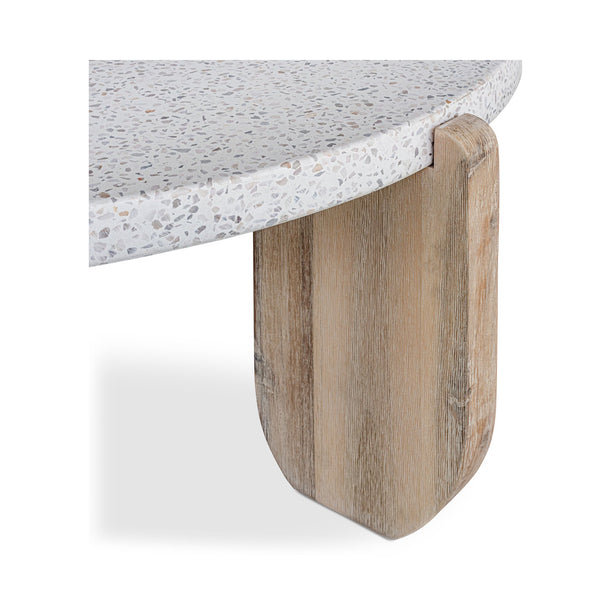 Moe's Home Wunder Coffee Table: Elegant Terrazzo Top With Solid Acacia Legs For Chic Living Room Style White White Terrazzo Top Vh-1016-18