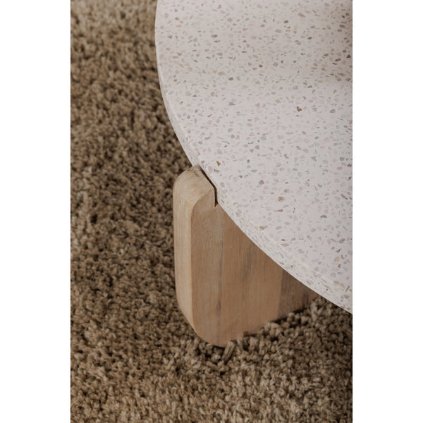Moe's Home Wunder Coffee Table: Elegant Terrazzo Top With Solid Acacia Legs For Chic Living Room Style White White Terrazzo Top Vh-1016-18