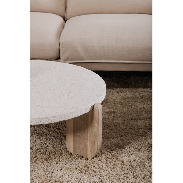 Moe's Home Wunder Coffee Table: Elegant Terrazzo Top With Solid Acacia Legs For Chic Living Room Style White White Terrazzo Top Vh-1016-18