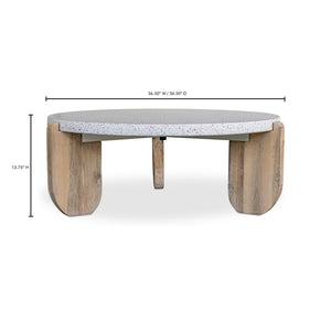Moe's Home Wunder Coffee Table: Elegant Terrazzo Top With Solid Acacia Legs For Chic Living Room Style White White Terrazzo Top Vh-1016-18