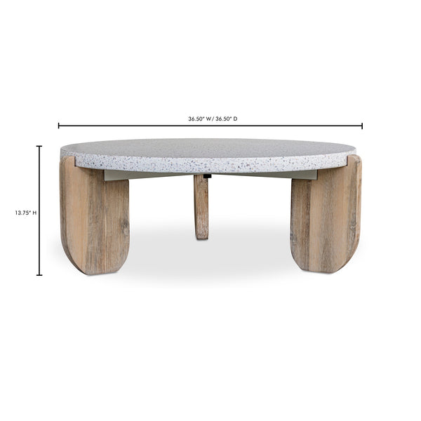 Moe's Home Wunder Coffee Table: Elegant Terrazzo Top With Solid Acacia Legs For Chic Living Room Style White White Terrazzo Top Vh-1016-18