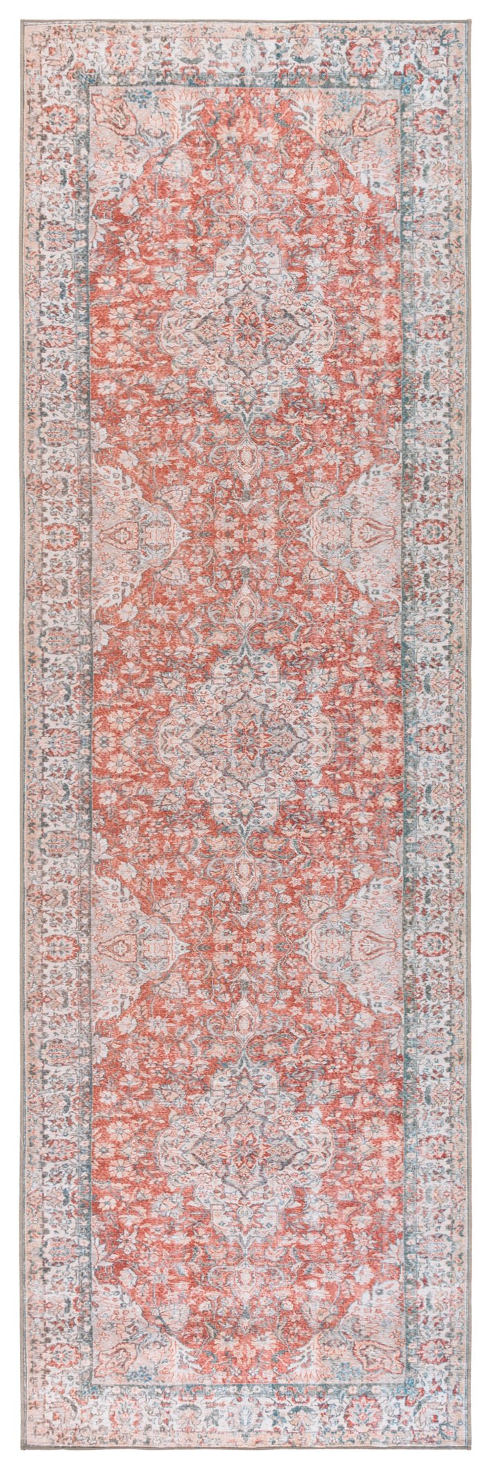 Safavieh Vintage Heriz Area Rug – Elegant Runner For Hallway, Eco-friendly Materials, Washable & Timeless Design Red ,Beige 65% Polyester,35% Recycle Poly Cotton Fibers Vhz600p-28