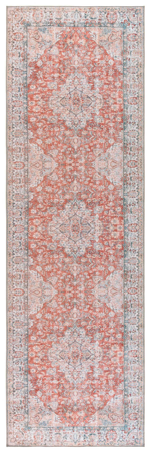 Safavieh Vintage Heriz Area Rug – Elegant Runner For Hallway, Eco-friendly Materials, Washable & Timeless Design Red ,Beige 65% Polyester,35% Recycle Poly Cotton Fibers Vhz600p-28