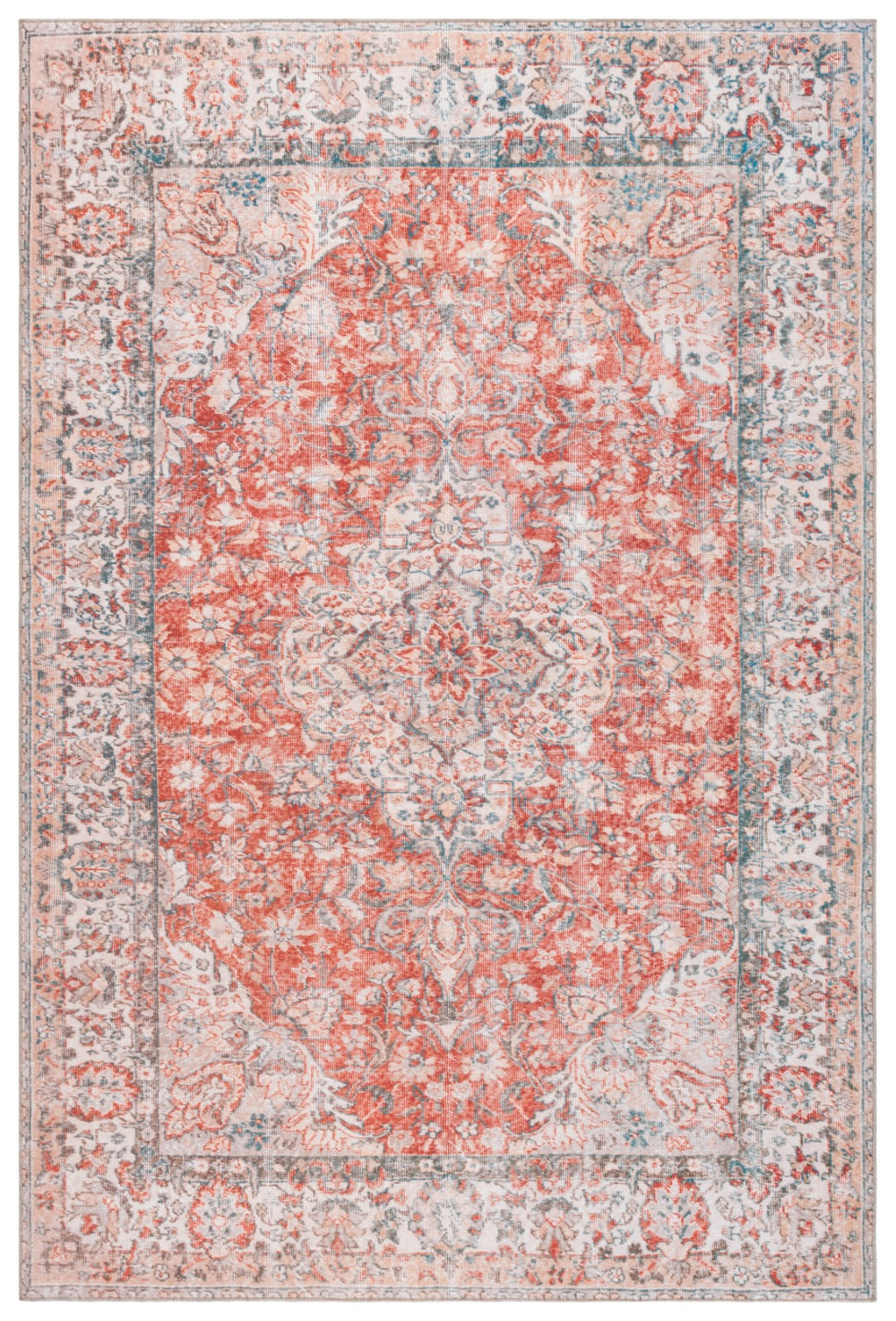 Safavieh Vintage Heriz Area Rug - Elegant Turkish Design For Timeless Home Decor - Washable & Soft Texture Red ,Beige 65% Polyester,35% Recycle Poly Cotton Fibers Vhz600p-6