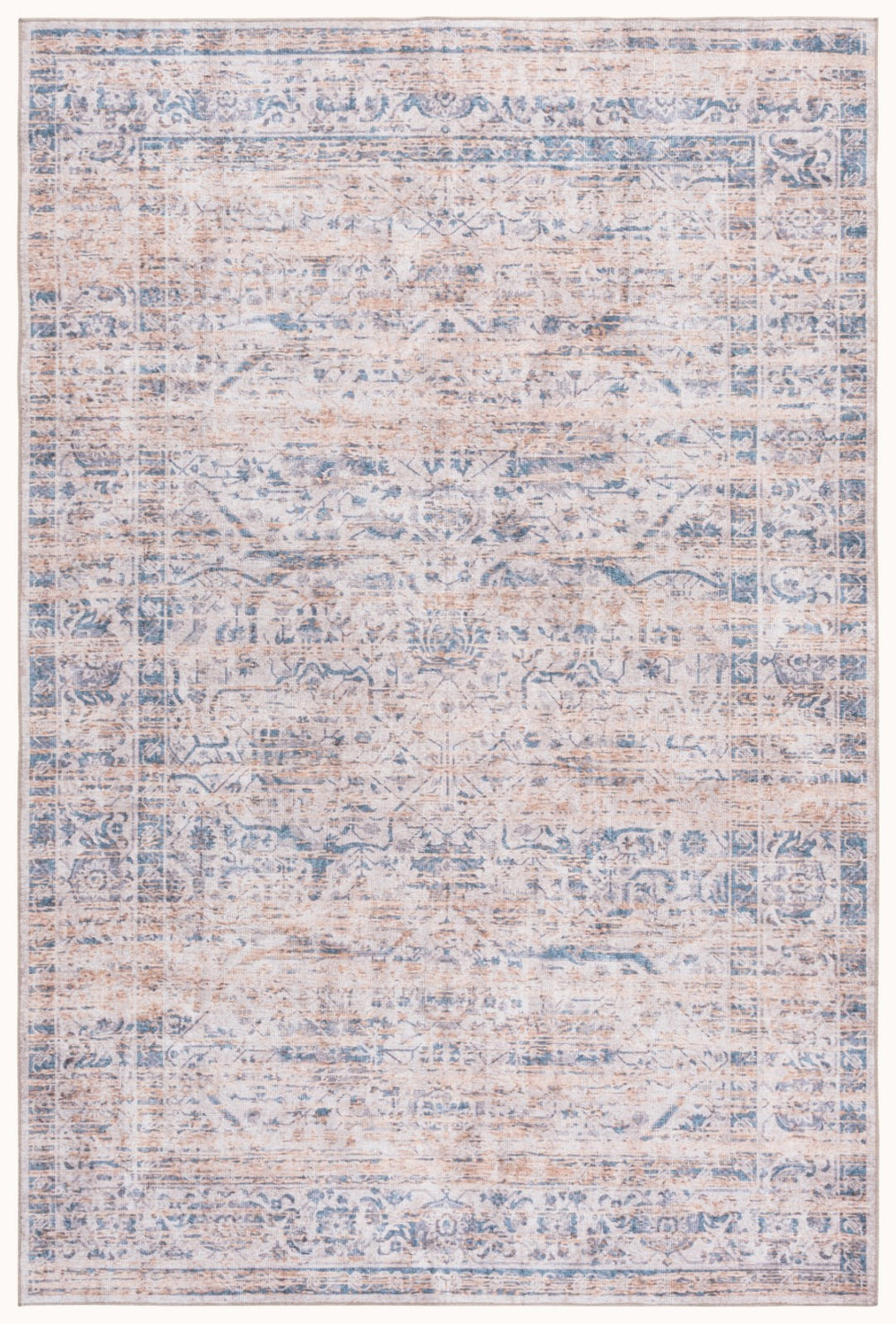 Safavieh Vintage Heriz Area Rug - Elegant Power Loomed Design For Timeless Style & Easy Maintenance At Home Blue ,Beige 65% Polyester,35% Recycle Poly Cotton Fibers Vhz602m-4