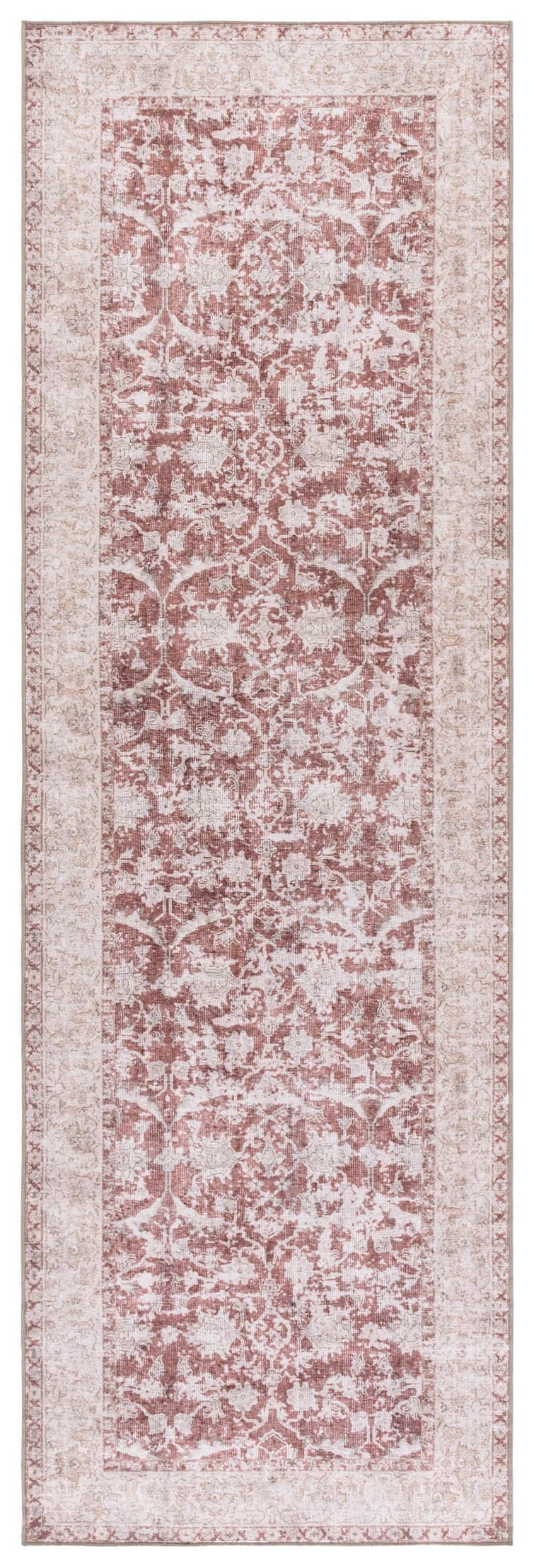 Safavieh Vintage Heriz Elegant Area Rug For Hallways | Timeless Turkish Design, Washable & Durable Comfort Brown ,Beige 65% Polyester,35% Recycle Poly Cotton Fibers Vhz604t-5
