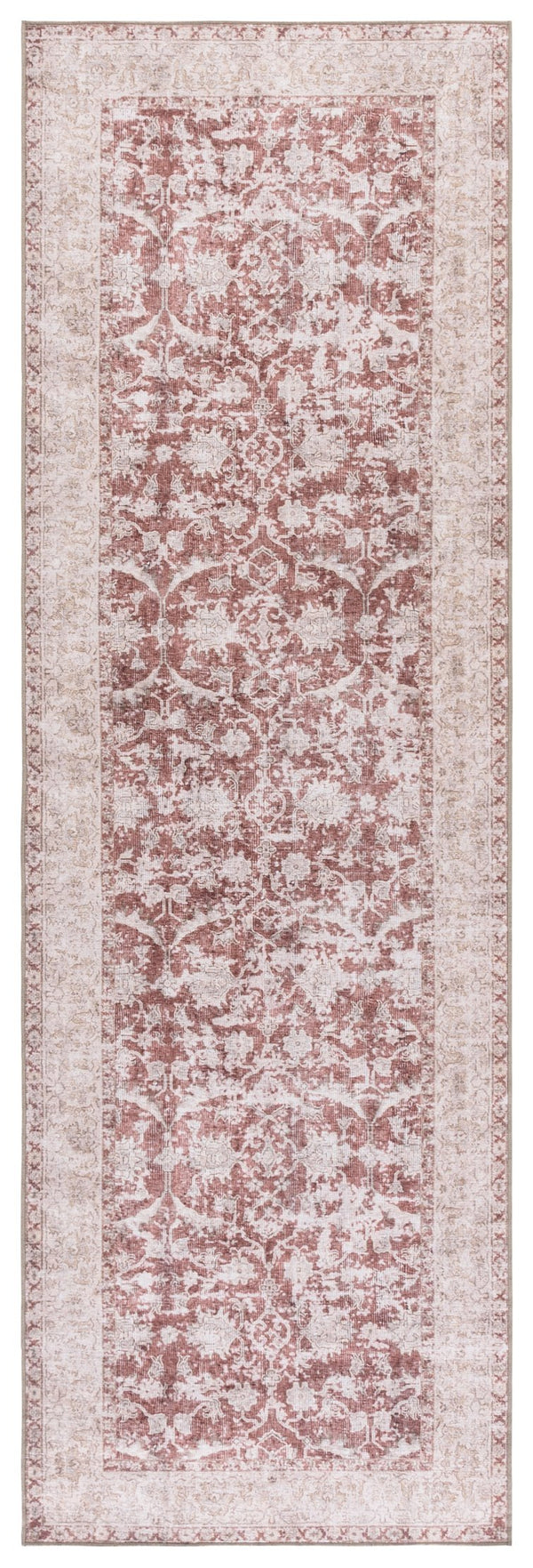 Safavieh Vintage Heriz Elegant Area Rug For Hallways | Timeless Turkish Design, Washable & Durable Comfort Brown ,Beige 65% Polyester,35% Recycle Poly Cotton Fibers Vhz604t-28