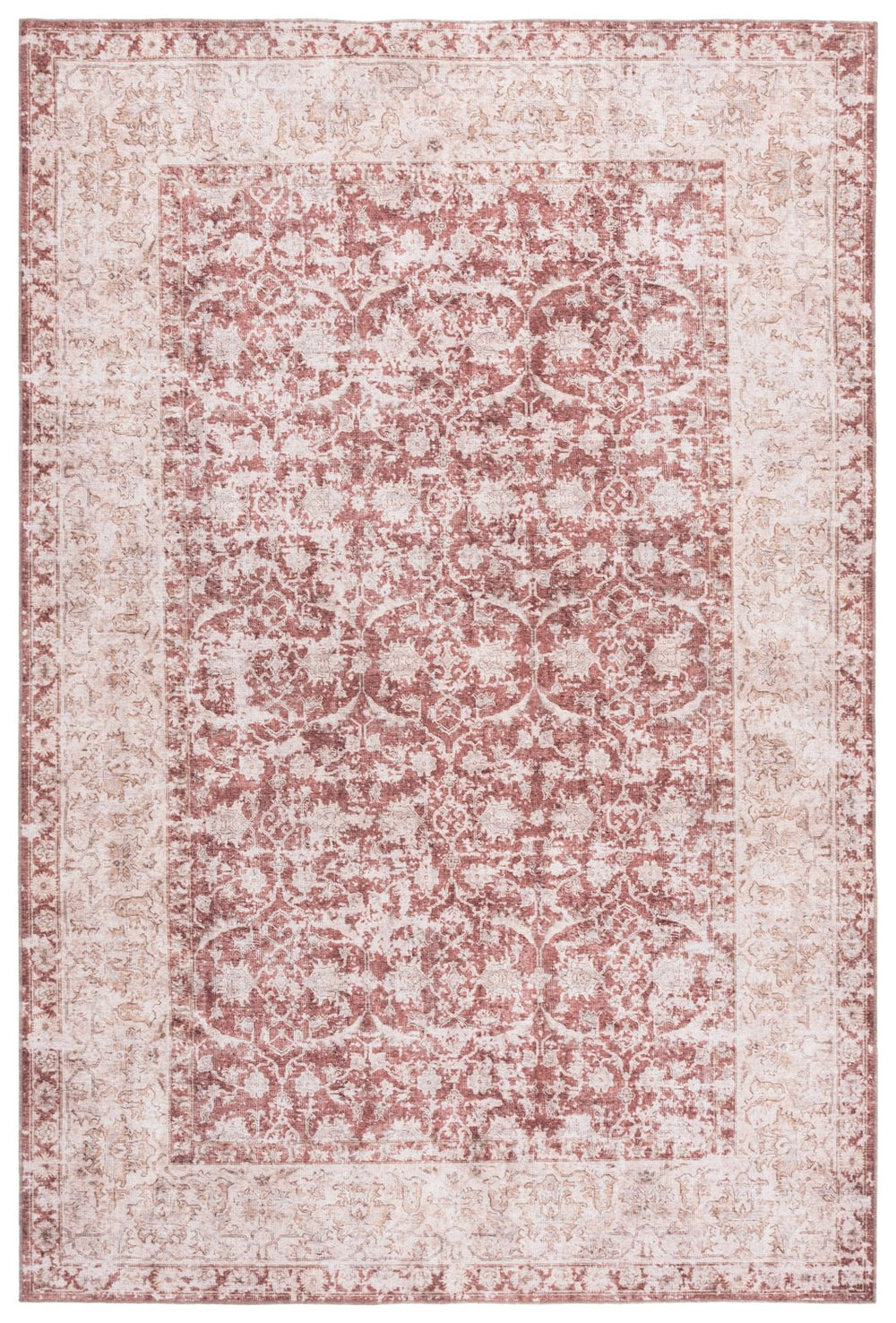 Safavieh Vintage Heriz Elegant Area Rug For Hallways | Timeless Turkish Design, Washable & Durable Comfort Brown ,Beige 65% Polyester,35% Recycle Poly Cotton Fibers Vhz604t-5