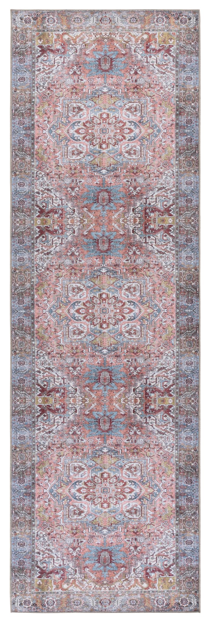 Safavieh Vintage Heriz Area Rug: Eco-friendly, Washable Elegance For Timeless Home Decor Transformation Pink ,Blue Green 65% Polyester,35% Recycle Poly Cotton Fibers Vhz608u-28