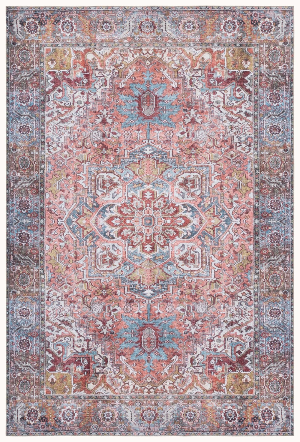 Safavieh Vintage Area Rug - Enchanting Traditional Style With Modern Colors For Timeless Home Elegance Pink ,Blue Green 65% Polyester,35% Recycle Poly Cotton Fibers Vhz608u-9