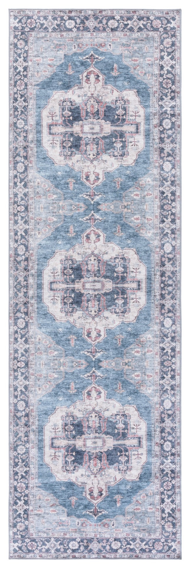 Safavieh Vintage Heriz Area Rug - Eco-friendly Power Loomed Design For Stylish Modern Interiors, 1/8 Inch Height Blue ,Pink 65% Polyester,35% Recycle Poly Cotton Fibers Vhz610m-10
