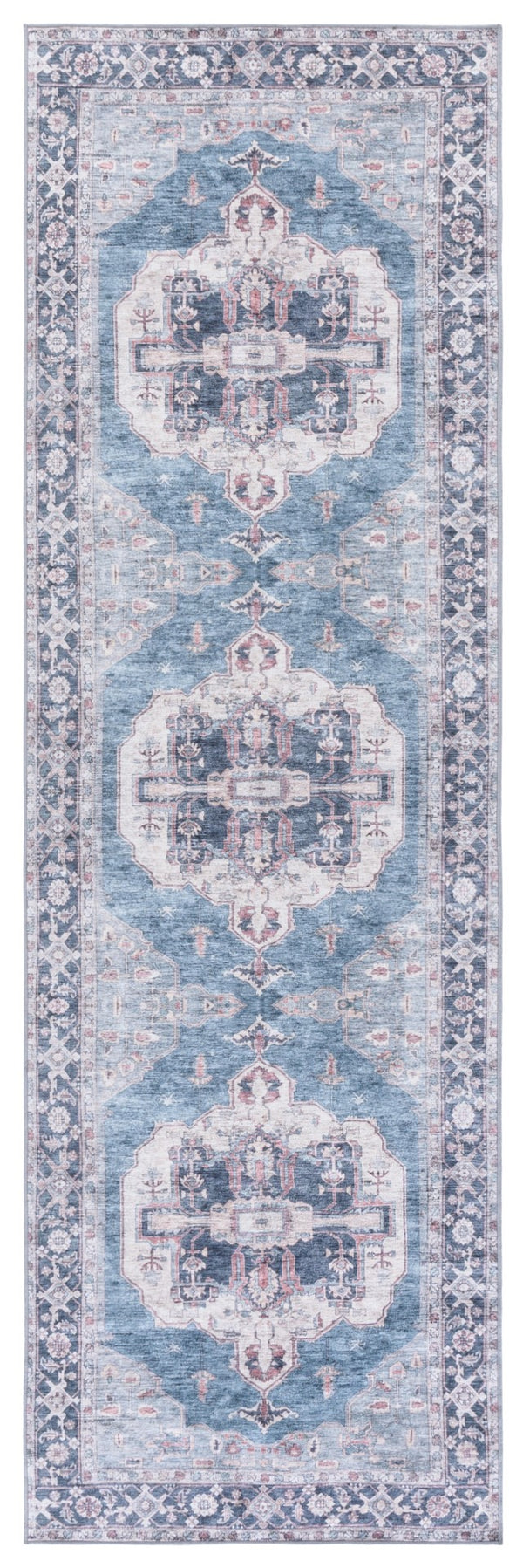 Safavieh Vintage Heriz Area Rug - Eco-friendly Power Loomed Design For Stylish Modern Interiors, 1/8 Inch Height Blue ,Pink 65% Polyester,35% Recycle Poly Cotton Fibers Vhz610m-10
