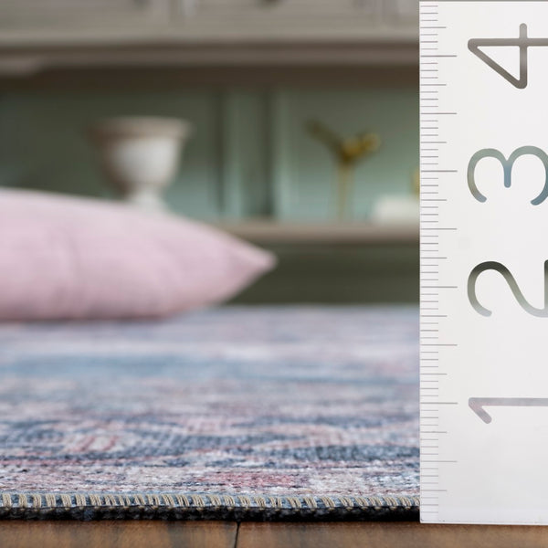 Safavieh Vintage Heriz Area Rug - Eco-friendly Power Loomed Design For Stylish Modern Interiors, 1/8 Inch Height Blue ,Pink 65% Polyester,35% Recycle Poly Cotton Fibers Vhz610m-10