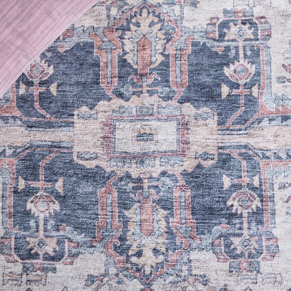 Safavieh Vintage Heriz Area Rug - Eco-friendly Power Loomed Design For Stylish Modern Interiors, 1/8 Inch Height Blue ,Pink 65% Polyester,35% Recycle Poly Cotton Fibers Vhz610m-10