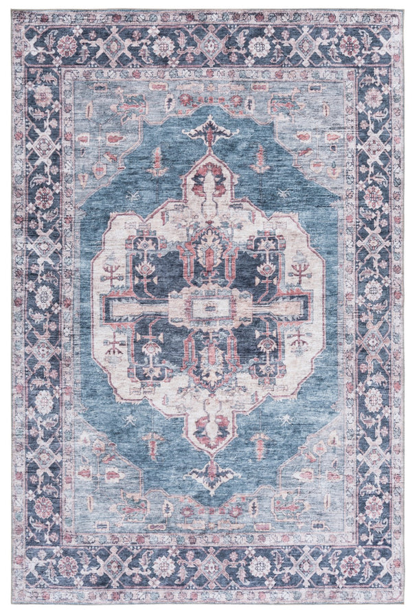 Safavieh Vintage Heriz Area Rug - Eco-friendly Power Loomed Design For Stylish Modern Interiors, 1/8 Inch Height Blue ,Pink 65% Polyester,35% Recycle Poly Cotton Fibers Vhz610m-10