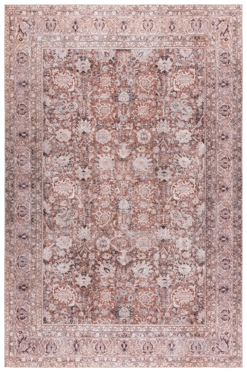 Safavieh Vintage Heriz 612t Elegant Area Rug - Traditional Style With Washable, Sustainable Design For Home Decor Brown ,Beige 65% Polyester,35% Recycle Poly Cotton Fibers Vhz612t-5
