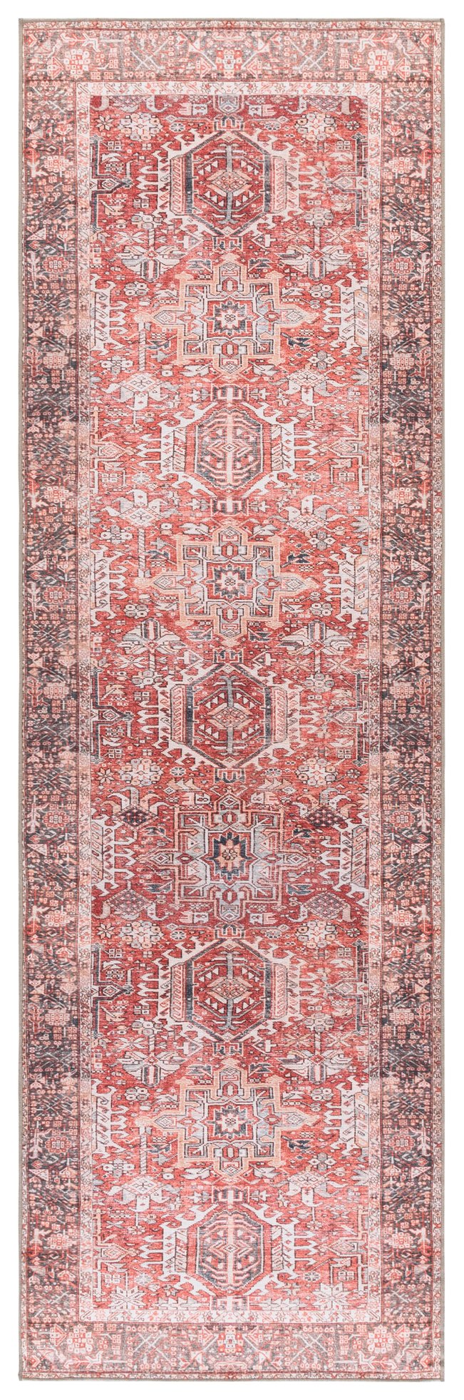 Safavieh Vintage Area Rug - Elegant Turkish Design With Timeless Sophistication For Any Home Decor Style Red ,Grey 65% Polyester,35% Recycle Poly Cotton Fibers Vhz614p-5