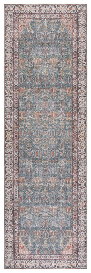Safavieh Vintage Rectangular Area Rug - Eco-friendly Elegance For Hallways & Entryways, Easy To Clean Design Teal ,Beige 65% Polyester,35% Recycle Poly Cotton Fibers Vhz616y-28