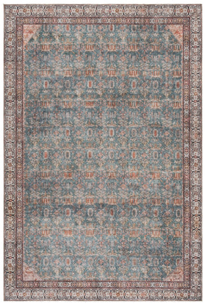 Safavieh Vintage Rectangular Area Rug - Eco-friendly Elegance For Hallways & Entryways, Easy To Clean Design Teal ,Beige 65% Polyester,35% Recycle Poly Cotton Fibers Vhz616y-5