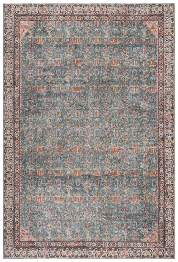 Safavieh Vintage Rectangular Area Rug - Eco-friendly Elegance For Hallways & Entryways, Easy To Clean Design Teal ,Beige 65% Polyester,35% Recycle Poly Cotton Fibers Vhz616y-5
