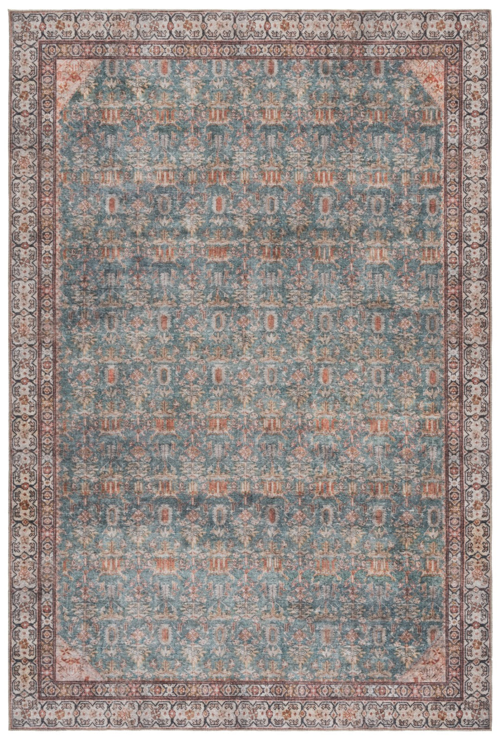 Safavieh Vintage Heriz Area Rug - Sustainable, Washable Design In Elegant Teal And Beige For Timeless Style Teal ,Beige 65% Polyester,35% Recycle Poly Cotton Fibers Vhz616y-10