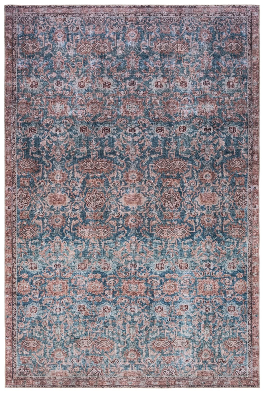 Safavieh Vintage Heriz 618k Area Rug - Elegant Power Loomed Design For Timeless Home Decor & Easy Care Blue ,Brown 65% Polyester,35% Recycle Poly Cotton Fibers Vhz618k-5