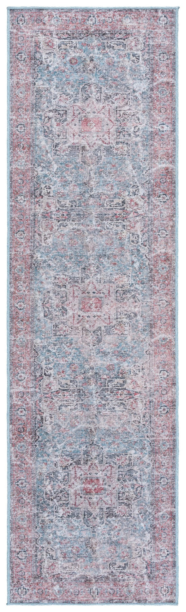 Safavieh Vintage Heriz Runner Rug - Stylish Turkish Design For Hallways, Washable, Slip-resistant Comfort Blue ,Red Polyester Vhz802m-28