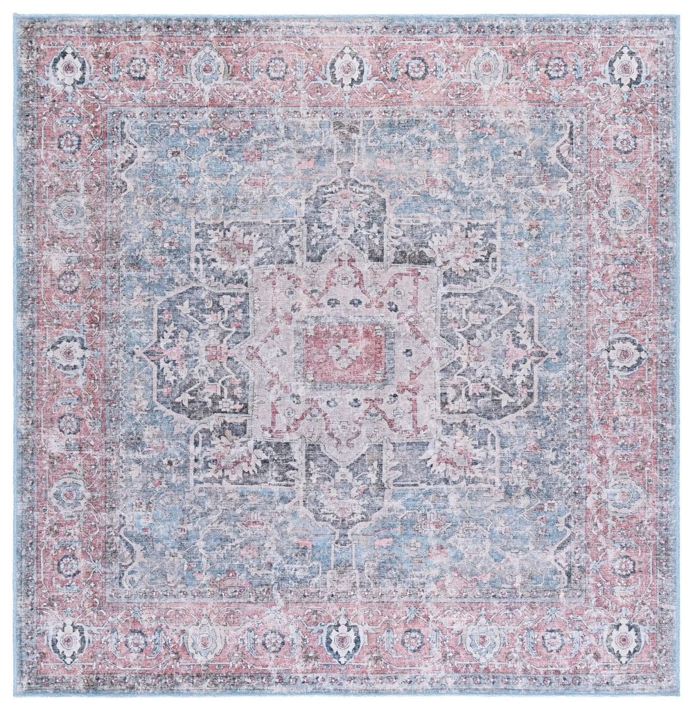 Safavieh Vintage Heriz Runner Rug - Stylish Turkish Design For Hallways, Washable, Slip-resistant Comfort Blue ,Red Polyester Vhz802m-7sq