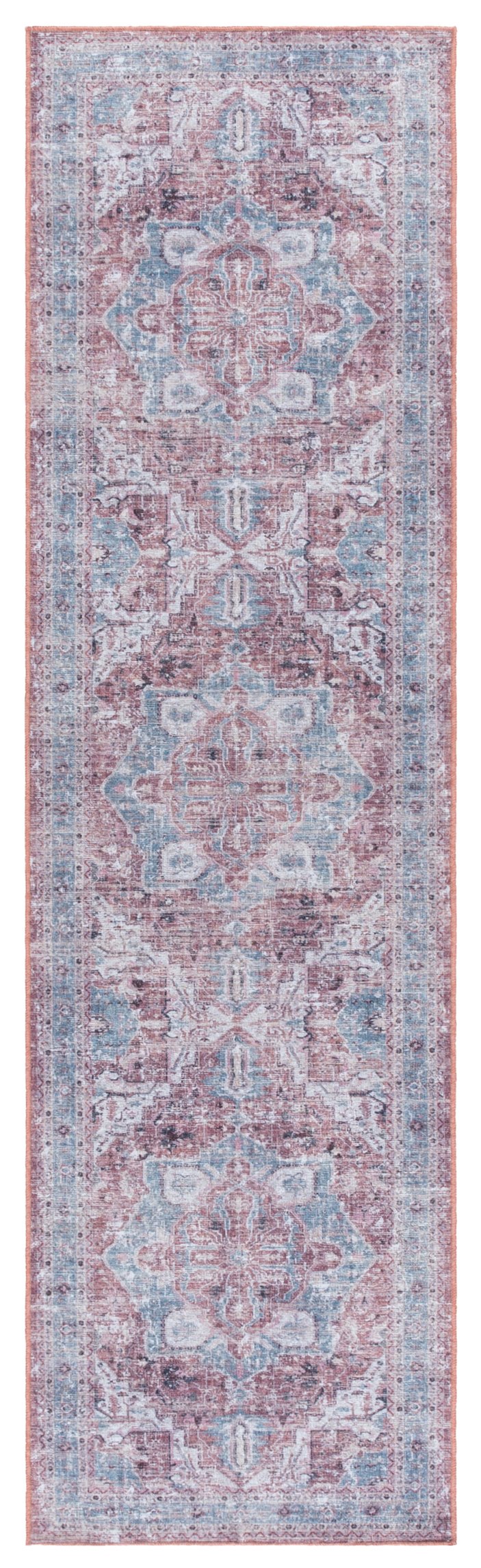 Safavieh Vintage Heriz Runner Area Rug – Timeless Tradition, Intricate Artistry, Washable & Slip-resistant Design Blue ,Red Polyester Vhz806m-28