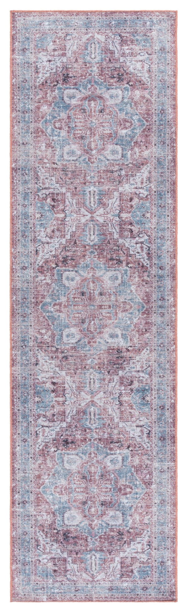 Safavieh Vintage Heriz Runner Area Rug – Timeless Tradition, Intricate Artistry, Washable & Slip-resistant Design Blue ,Red Polyester Vhz806m-28