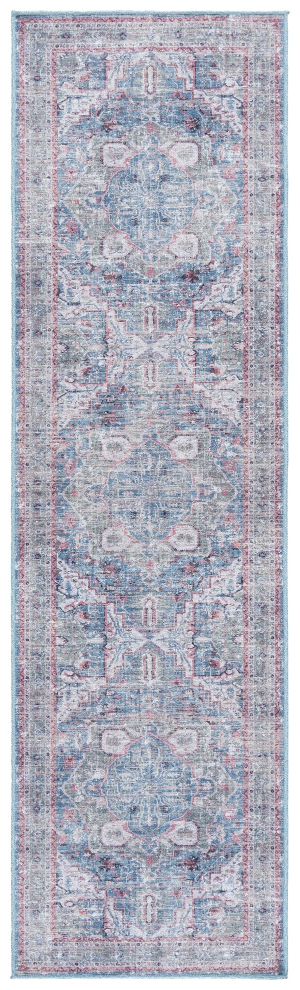 Safavieh Vintage Heriz Runner Rug – Elegant Turkish Design In Soothing Hues For Hallways And Entryways Green ,Blue Polyester Vhz808y-28