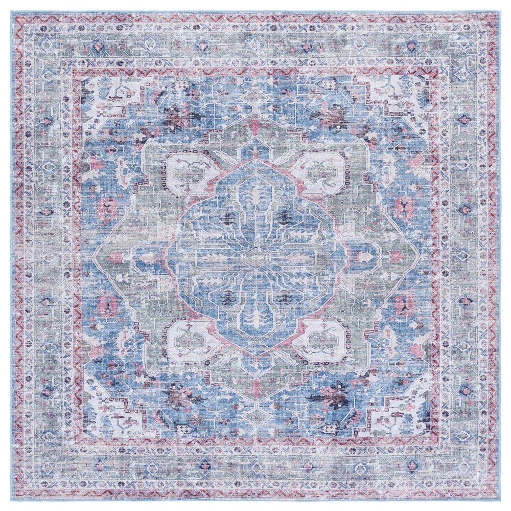 Safavieh Vintage Heriz Runner Rug – Elegant Turkish Design In Soothing Hues For Hallways And Entryways Green ,Blue Polyester Vhz808y-7sq