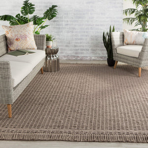 Jaipur Living Jaipur Living Villa Handwoven Boucle Indoor Outdoor Rug Bohemian Fringe Accent Dark Taupe 2'X3' RUG146043