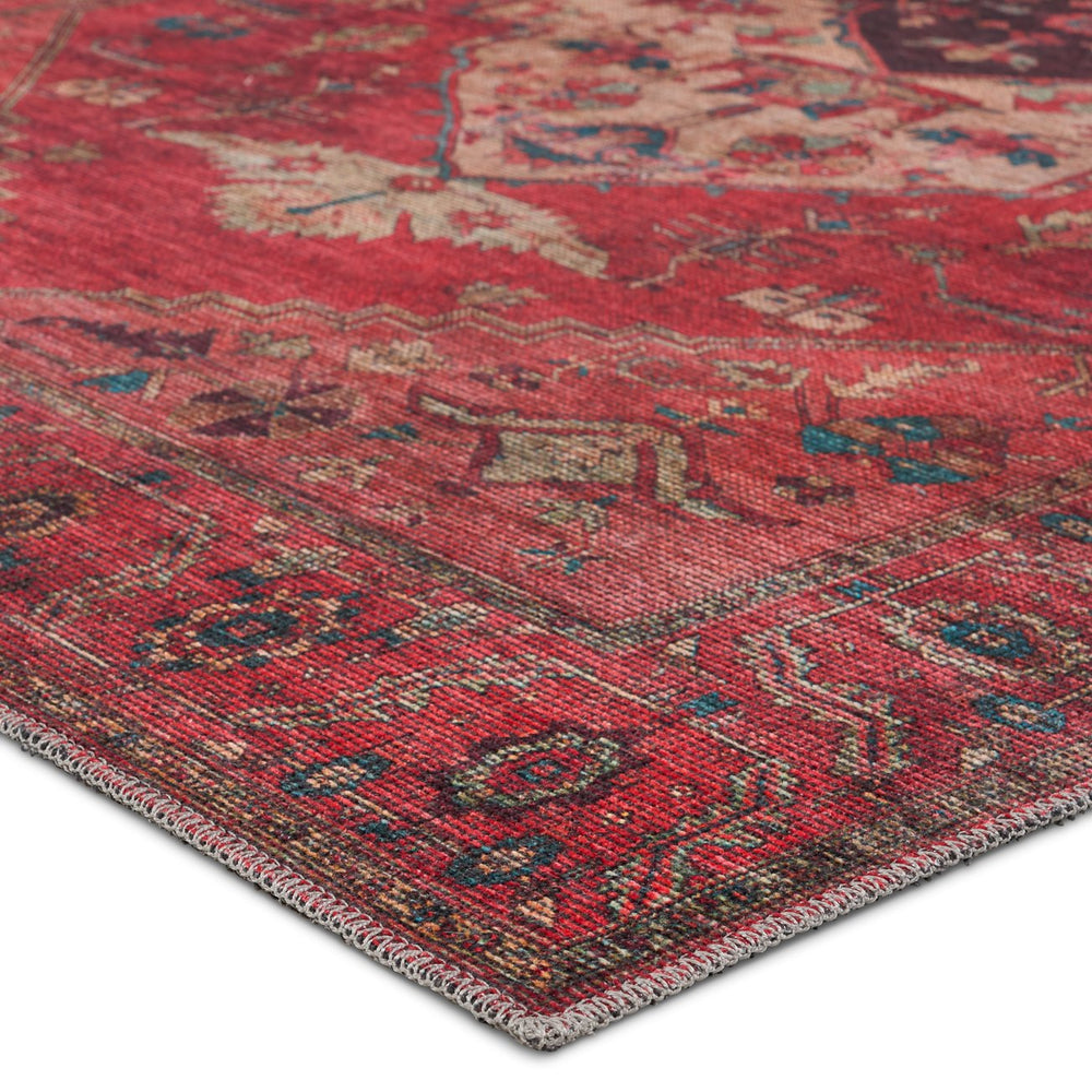 Jaipur Living Vindage Monroe Vin01 Powerloomed Machinemade 50% Polyester 50% Cotton Moroccan / Bohemian Medallion Indoor Rug Red, Blue 50% Polyester 50% Cotton Rug155371