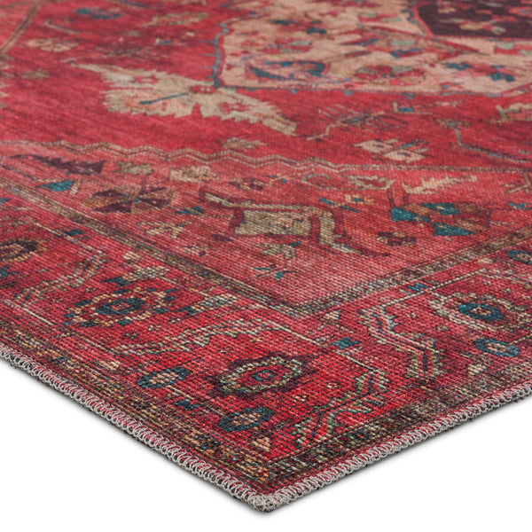 Jaipur Living Vindage Monroe Vin01 Powerloomed Machinemade 50% Polyester 50% Cotton Moroccan / Bohemian Medallion Indoor Rug Red, Blue 50% Polyester 50% Cotton Rug155371