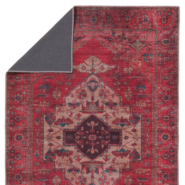 Jaipur Living Vindage Monroe Vin01 Powerloomed Machinemade 50% Polyester 50% Cotton Moroccan / Bohemian Medallion Indoor Rug Red, Blue 50% Polyester 50% Cotton Rug155371