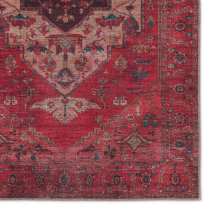 Jaipur Living Vindage Monroe Vin01 Powerloomed Machinemade 50% Polyester 50% Cotton Moroccan / Bohemian Medallion Indoor Rug Red, Blue 50% Polyester 50% Cotton Rug155371