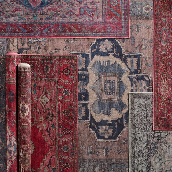 Jaipur Living Vindage Monroe Vin01 Powerloomed Machinemade 50% Polyester 50% Cotton Moroccan / Bohemian Medallion Indoor Rug Red, Blue 50% Polyester 50% Cotton Rug155371