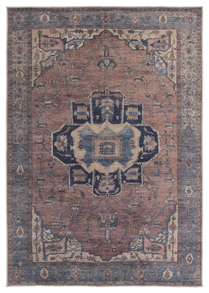 Jaipur Living Vindage Barrymore Vin05 Powerloomed Machinemade 50% Polyester 50% Cotton Traditional Medallion Indoor Rug Blue, Dark Brown 50% Polyester 50% Cotton Rug155400