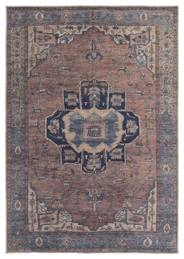 Jaipur Living Vindage Barrymore Vin05 Powerloomed Machinemade 50% Polyester 50% Cotton Traditional Medallion Indoor Rug Blue, Dark Brown 50% Polyester 50% Cotton Rug155400