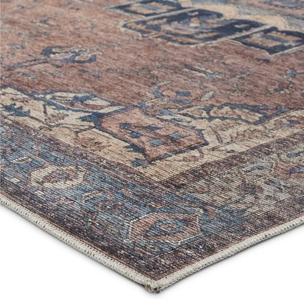 Jaipur Living Vindage Barrymore Vin05 Powerloomed Machinemade 50% Polyester 50% Cotton Traditional Medallion Indoor Rug Blue, Dark Brown 50% Polyester 50% Cotton Rug155400